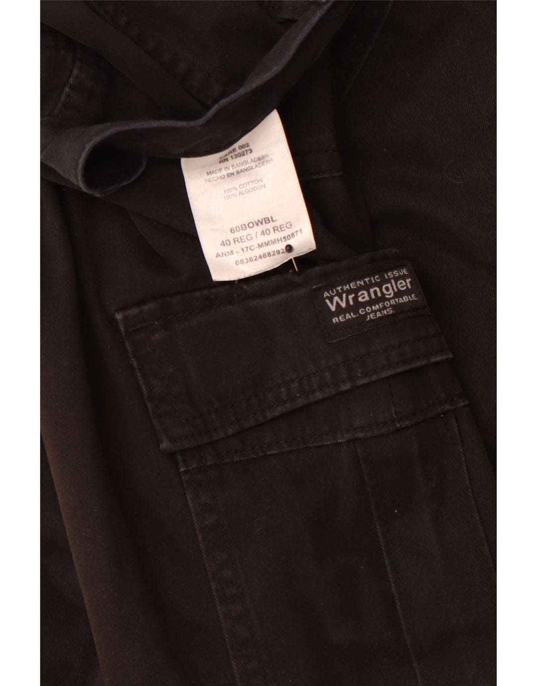 Pantaloncini cargo da uomo WRANGLER W40 XL cotone nero