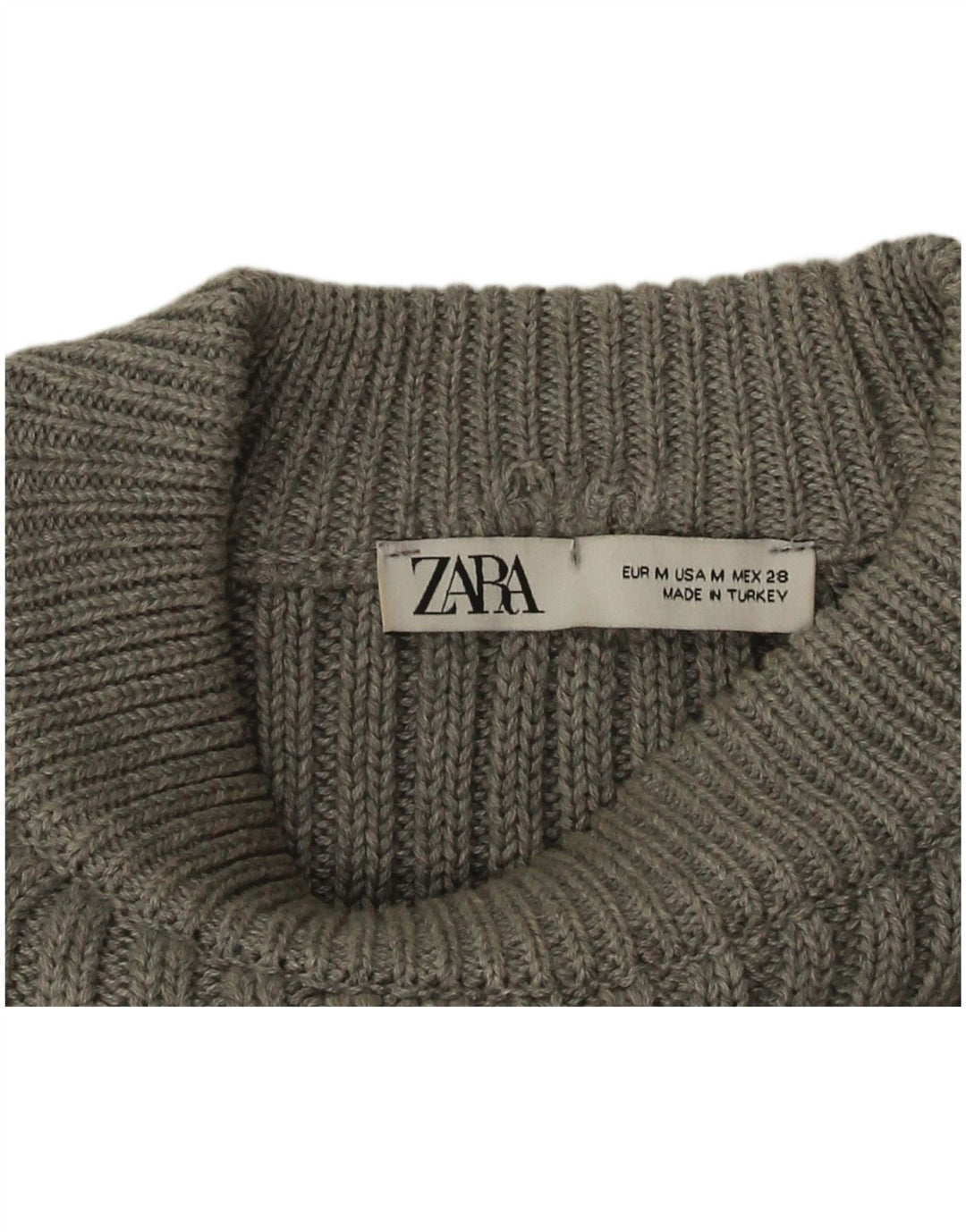 Maglione corto girocollo da donna Zara UK 14 Cotone grigio medio