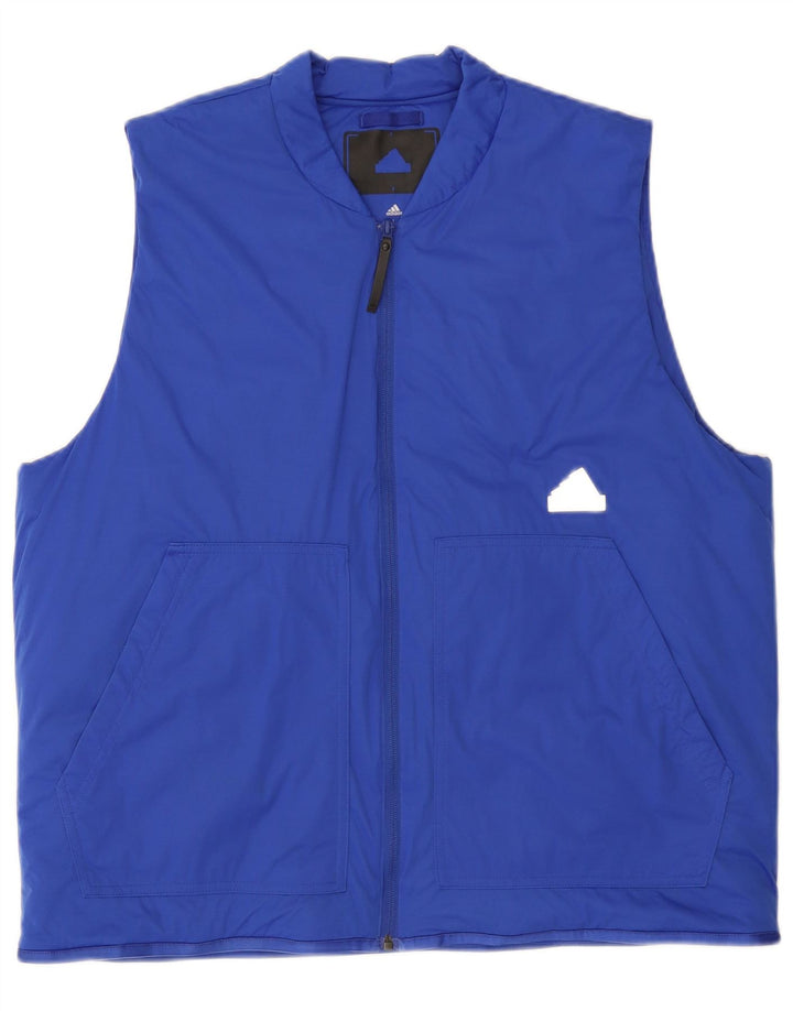 Giacca da ginnastica senza maniche da uomo Adidas Large blu in poliammide