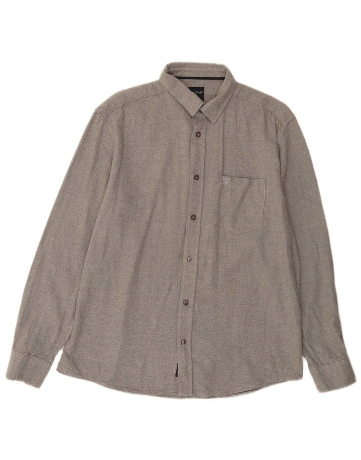 Camicia da uomo in flanella di cotone grigio medio James Pringle
