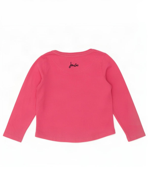 Joules Top grafico per ragazze manica lunga 3-4 anni in cotone rosa