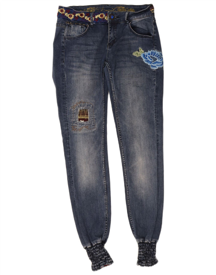 Desigual Pantaloni da jogging grafici da donna Slim Jeans W28 L32 Poliestere blu