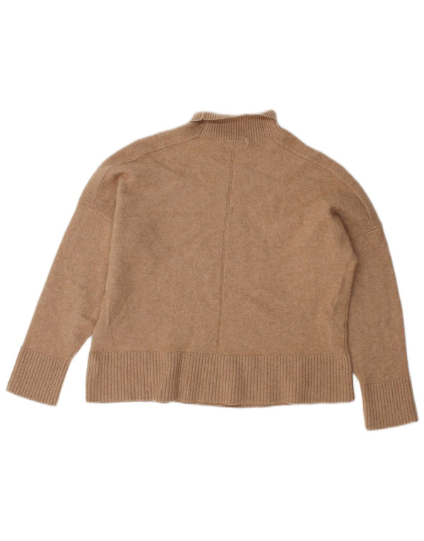 Reiss Womens Crop Roll Neck Jumper Sweater UK 6 XS Beige Wool