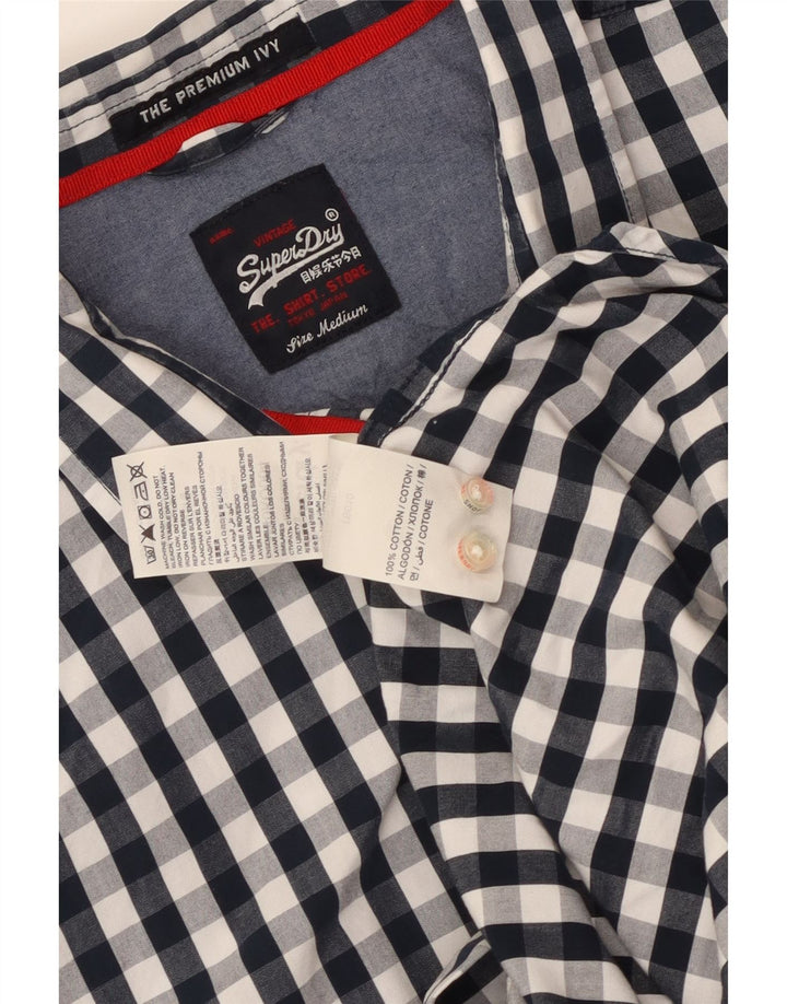 Camicia da uomo ampia Superdry in cotone a quadretti blu navy medio