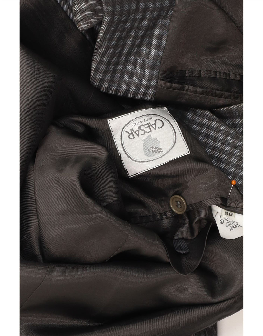 Giacca blazer da uomo a 2 bottoni CAESAR IT 56 XL in cotone a quadretti grigio