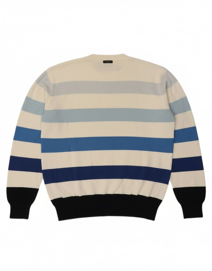 Maglione da uomo girocollo Nautica in cotone a righe bianco sporco medio