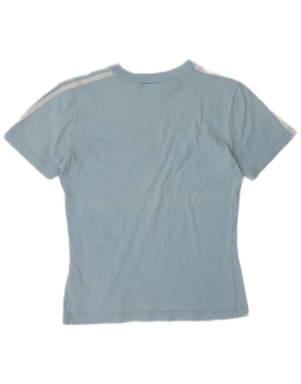 Adidas Womens T-Shirt Top UK 10 Small Blue Cotton