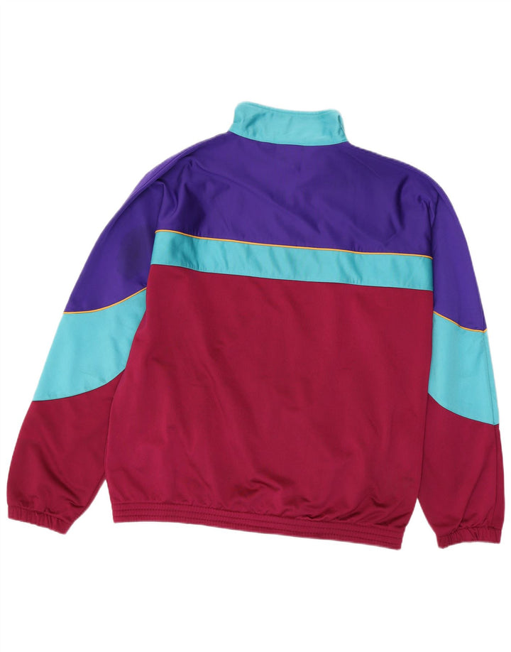 VINTAGE Giacca da tuta da uomo in poliestere color block medio marrone