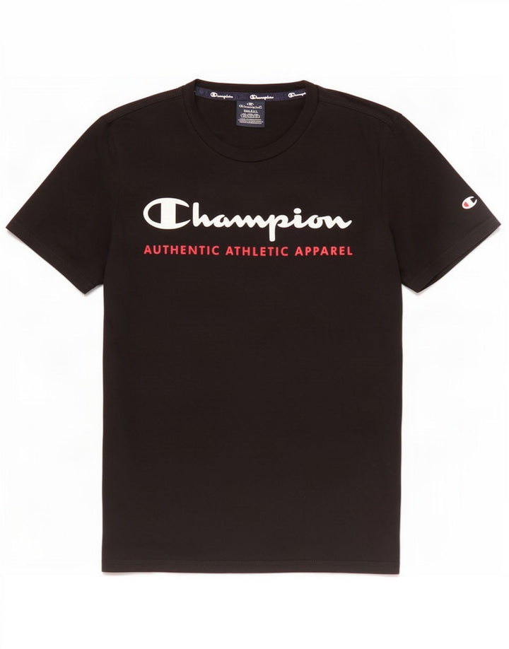 T-shirt grafica da uomo Champion Top piccola in cotone nero