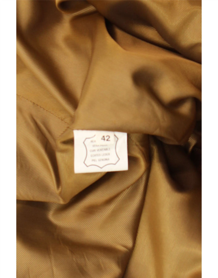 VINTAGE Womens Suede Overcoat EU 42 Large Beige Leather