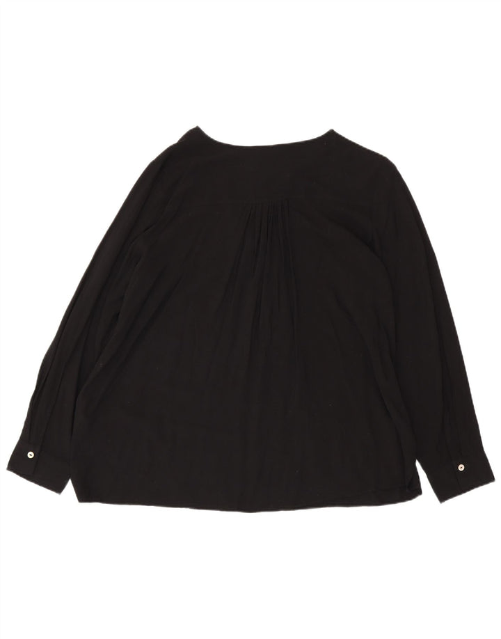 MARKS & SPENCER Camicetta a maniche lunghe da donna UK 16 Large Nero Viscosa