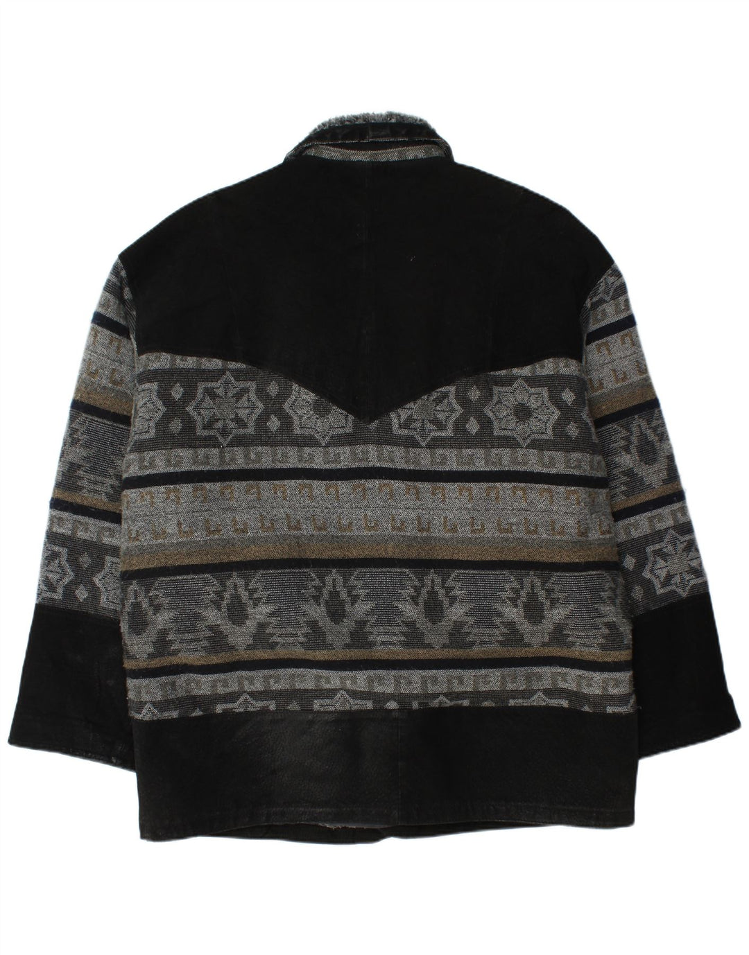 Giacca in pelle vintage da uomo UK 42 XL Pelle Fair Isle nera
