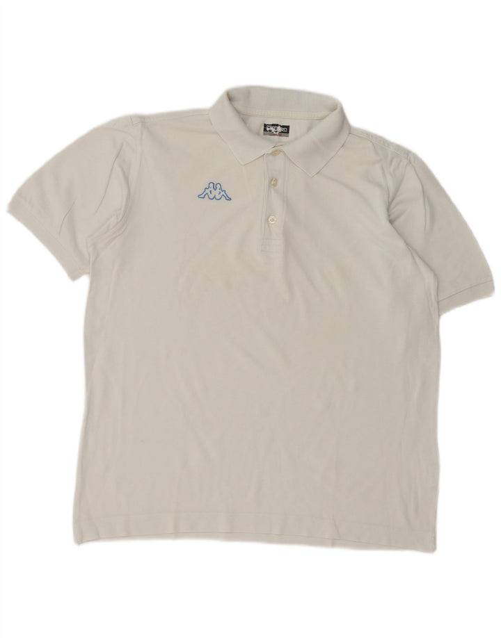 Polo Kappa Uomo Large Bianca In Cotone