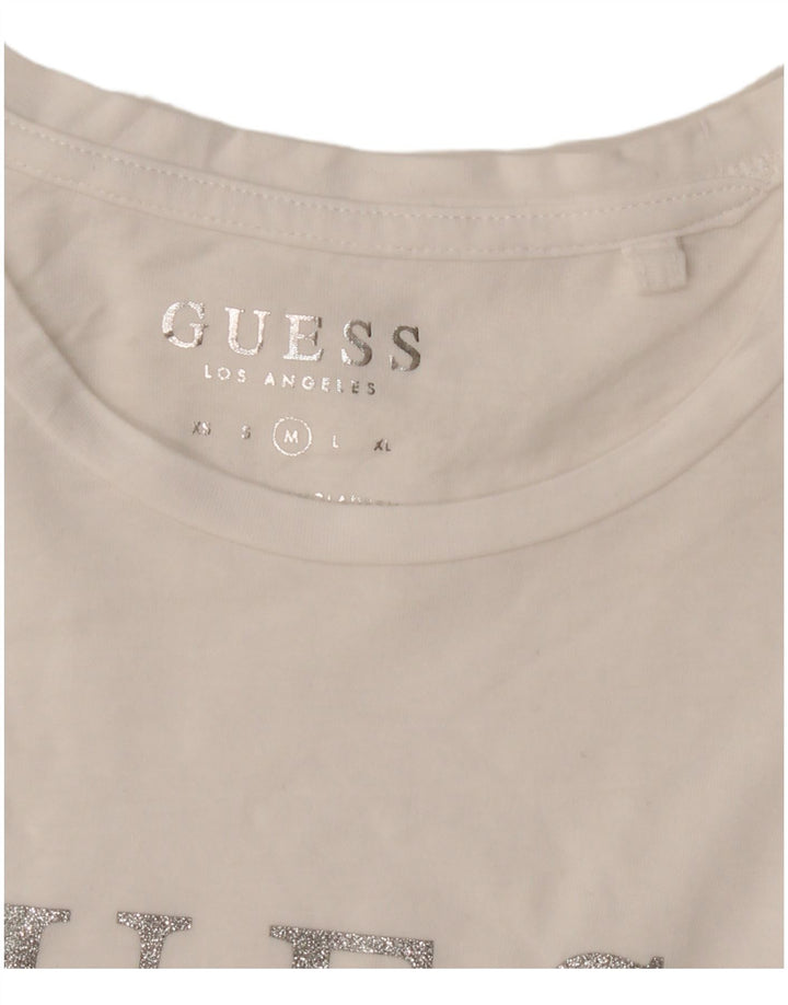 Guess T-shirt grafica da donna Top UK 14 Medium White