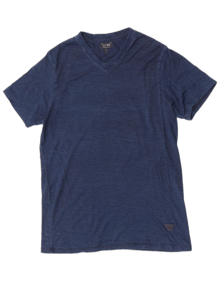 T-shirt grafica da uomo Armani Top in cotone chiazzato blu piccolo