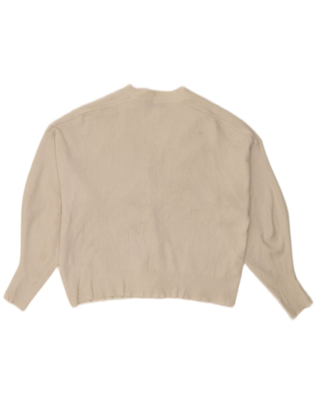Maglione cardigan oversize da donna Zara UK 16 grande viscosa bianco sporco