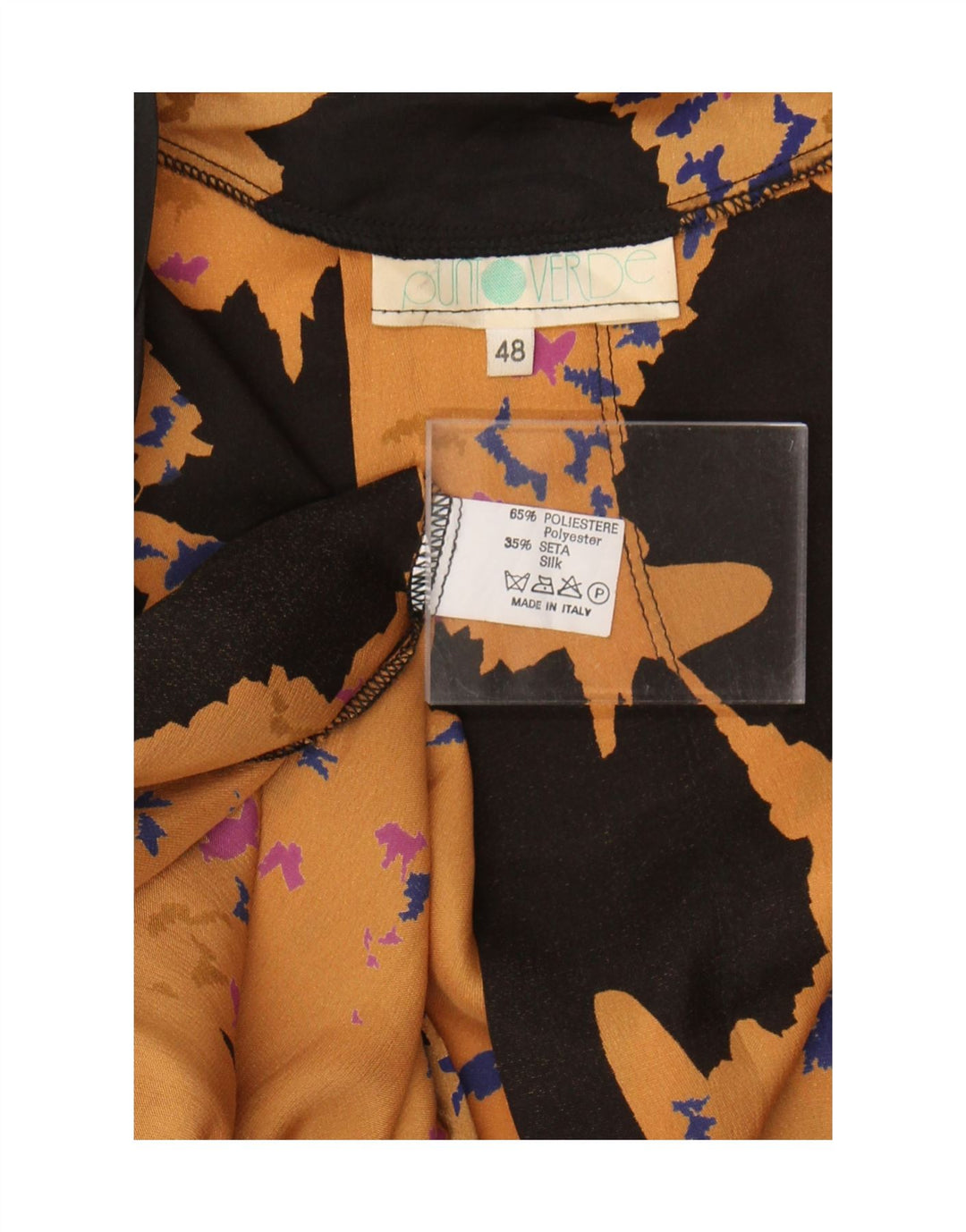 Top cardigan vintage da donna con motivo astratto IT 48 XL poliestere giallo