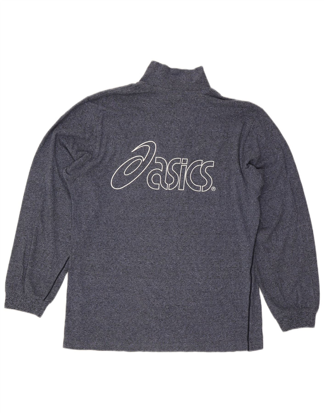 Felpa Asics da uomo con grafica con zip e collo, maglione grande, blu navy screziato