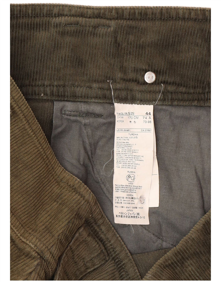 Gonna da donna in velluto a coste Benetton IT 44 media W32 cotone kaki
