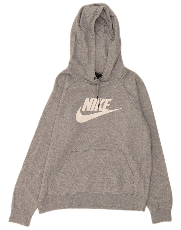 NIKE Felpa con cappuccio grafica da uomo in cotone grigio medio screziato