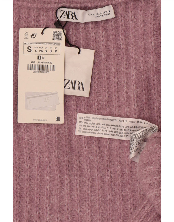 Maglione cardigan oversize da donna Zara UK 10 piccolo poliestere rosa