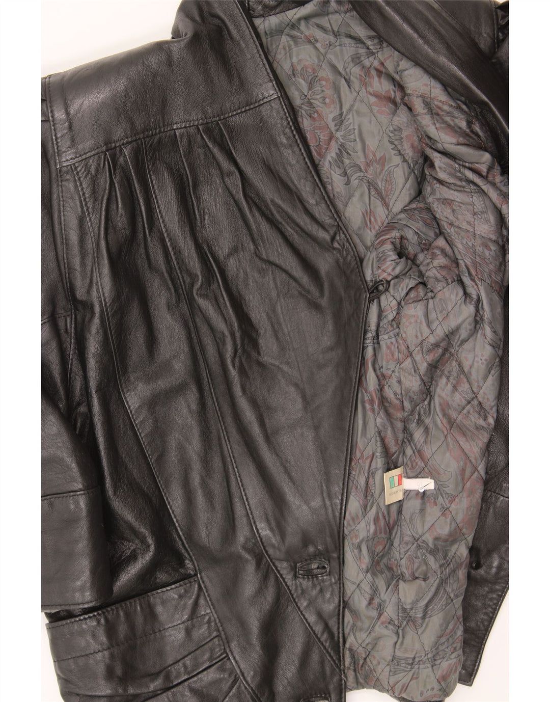 VINTAGE Womens Oversized Leather Jacket UK 10 Small Black Leather Vintage Vintage and Second-Hand Vintage from Messina Hembry 