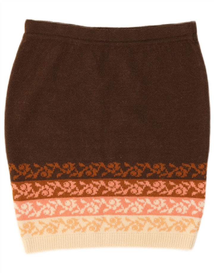 Gonna tubino lavorata a maglia da donna Stefanel media W28 lana floreale marrone