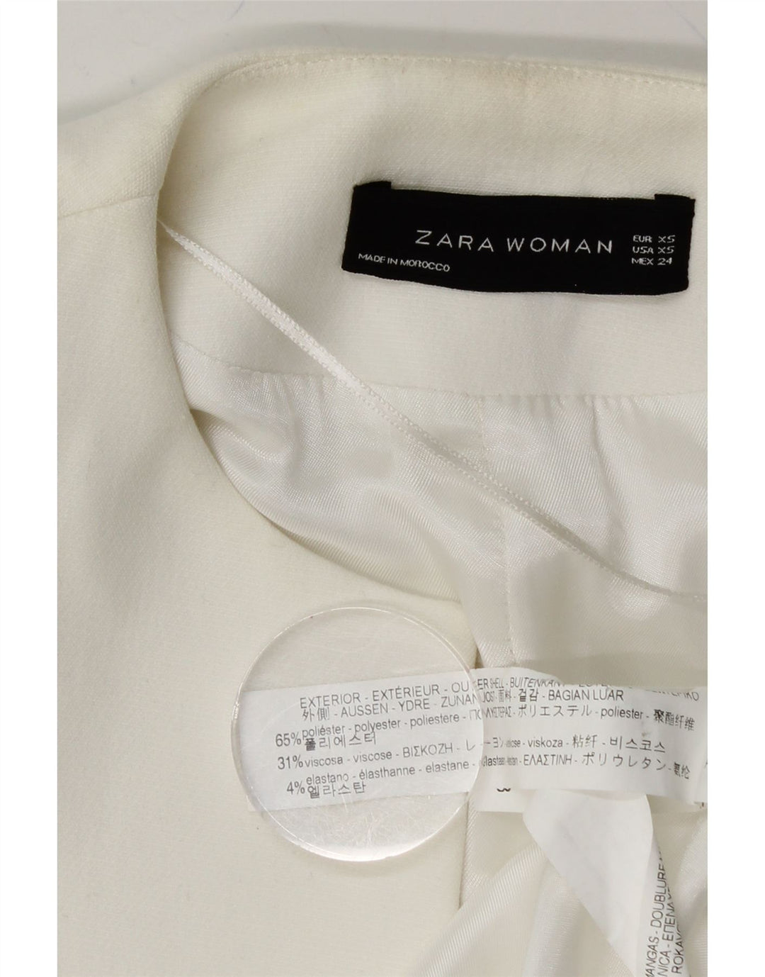 ZARA Womens Oversized Open Overcoat UK 6 XS White Polyester