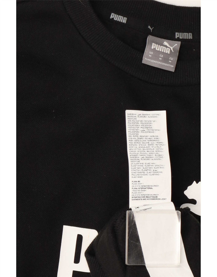 Felpa grafica da donna Puma Jumper UK 14 Medium Black Cotton