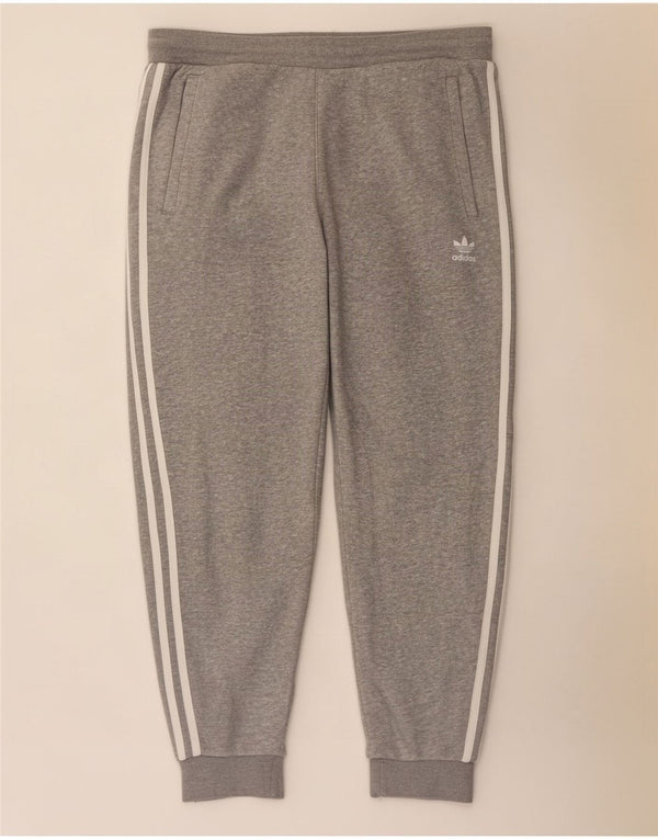 Adidas Womens Tracksuit Trousers Joggers UK 14 Large Grey Flecked Cotton
