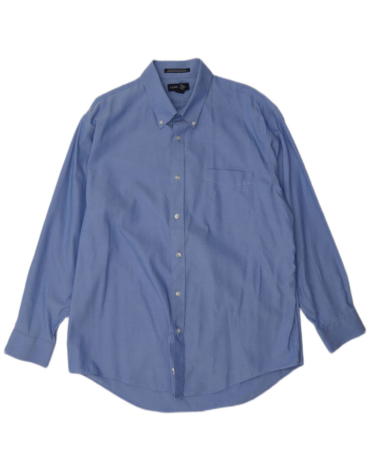 Camicia da uomo Lands End taglia 17 43 XL cotone blu