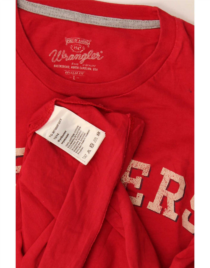 T-shirt grafica da uomo con vestibilità regolare Wrangler, grande, in cotone rosso