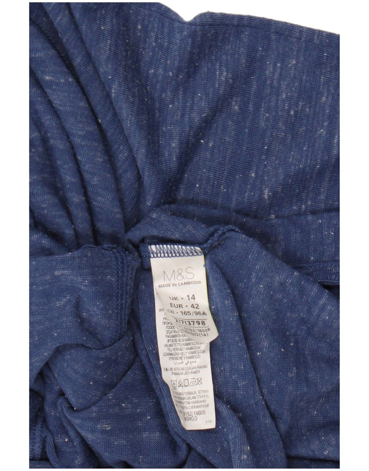 Marks & Spencer Top da donna manica 3/4 UK 14 Poliestere screziato blu medio