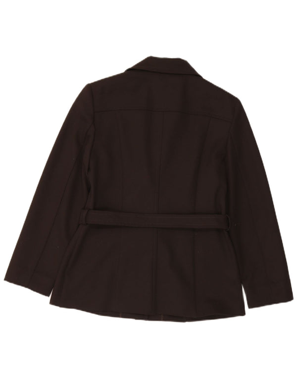 Giacca blazer da donna vintage UK 12 poliestere marrone medio