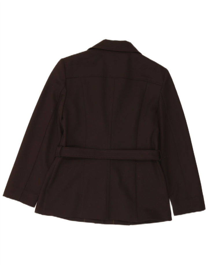 Giacca blazer da donna vintage UK 12 poliestere marrone medio