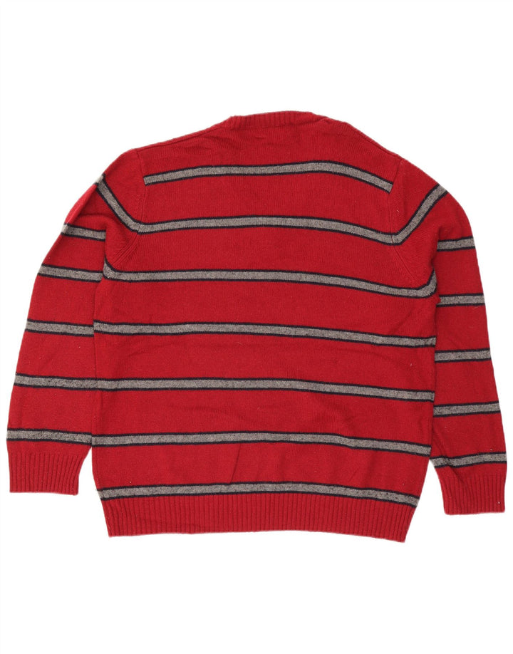 Marks & Spencer Maglione da uomo con scollo a V blu Harbour a righe rosse grandi