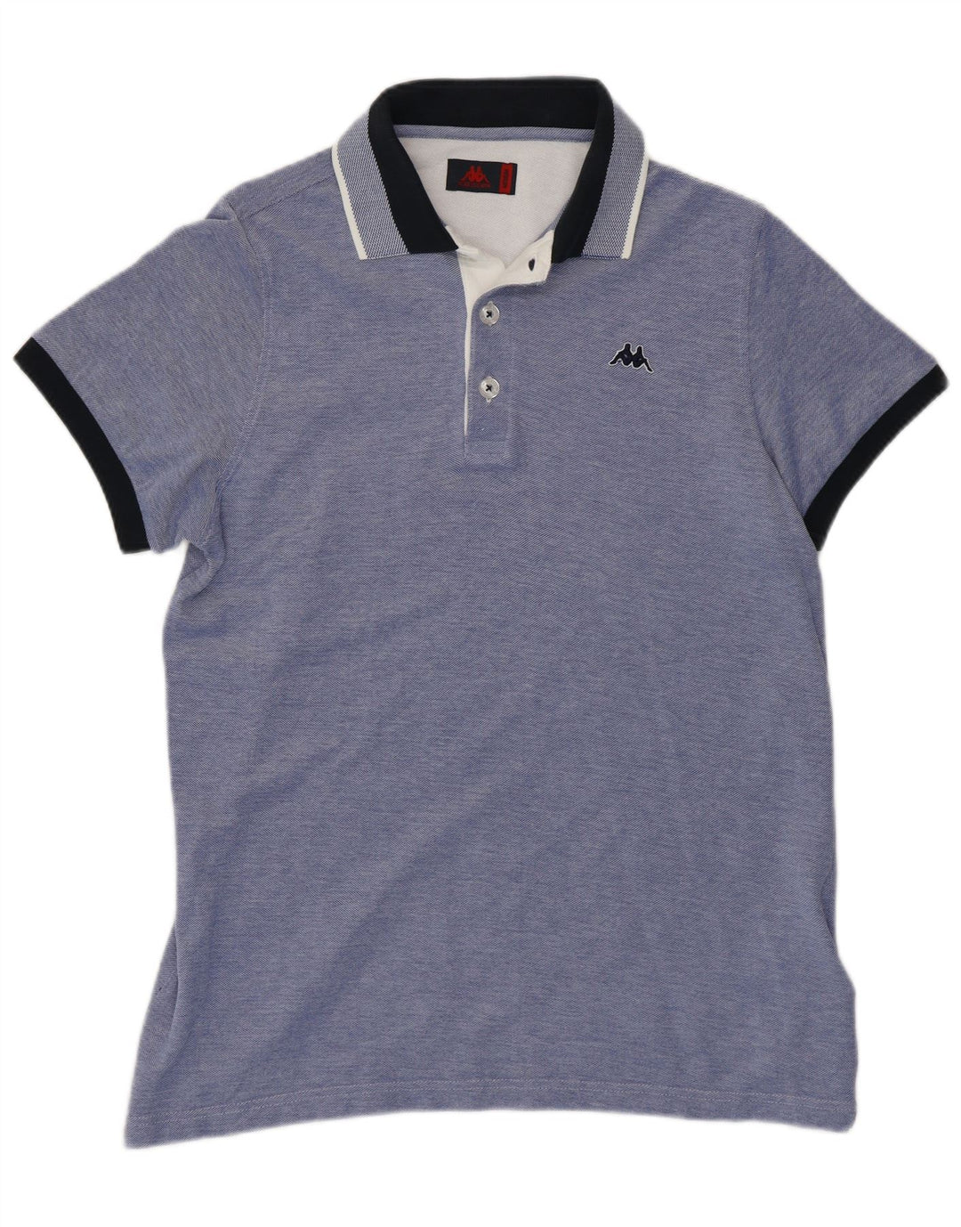 Polo Kappa da uomo in cotone color block blu medio