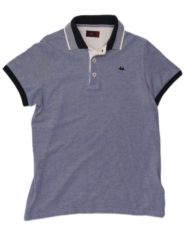 Polo Kappa da uomo in cotone color block blu medio