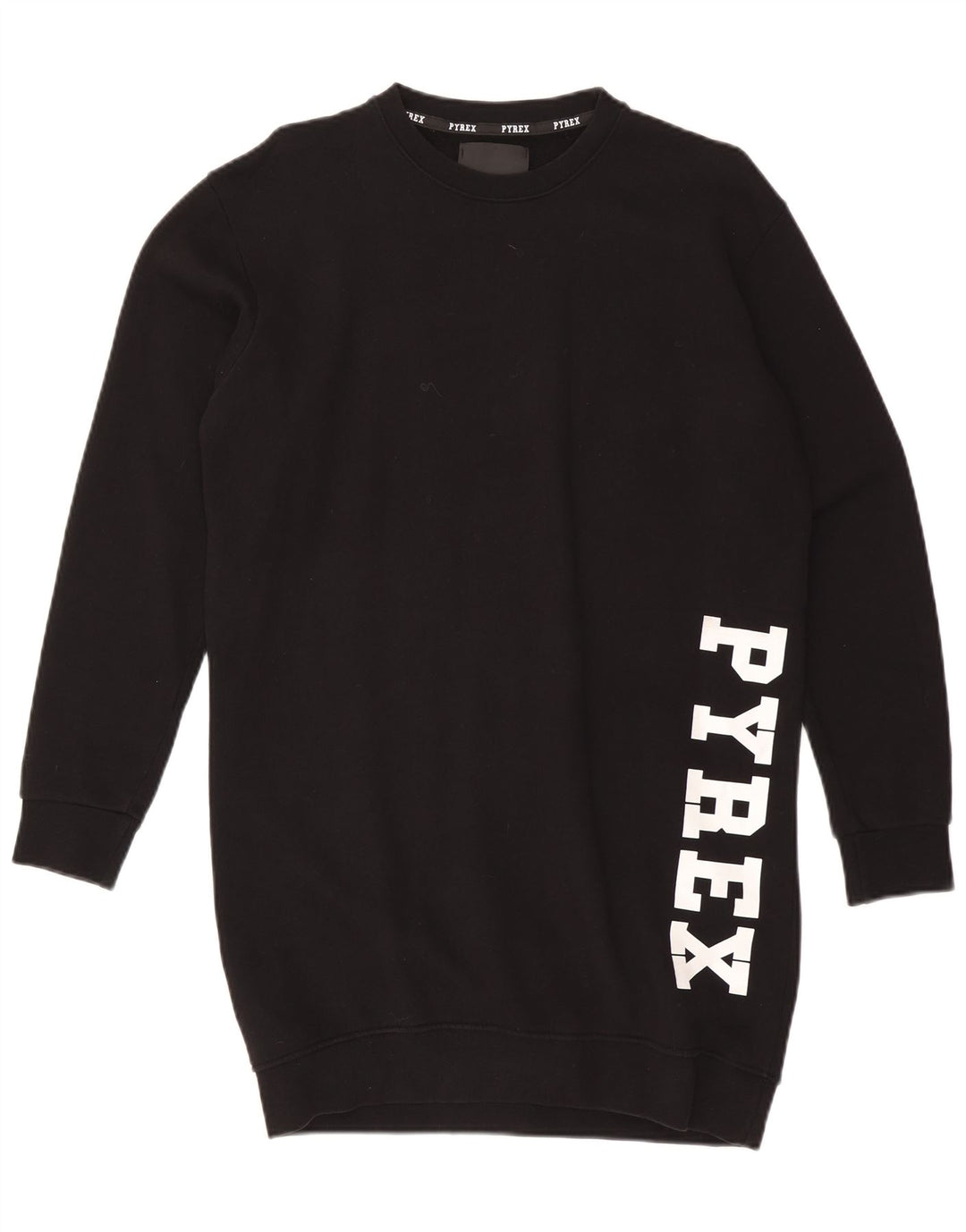 Pyrex Abito maglione felpa oversize da donna UK 10 Piccolo cotone nero