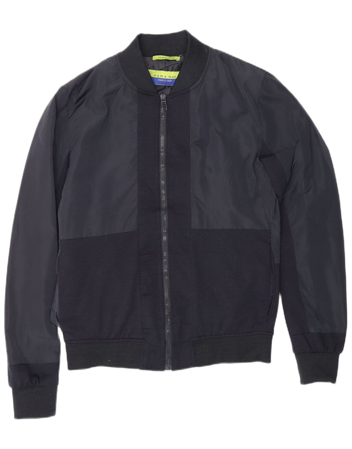 Giubbotto bomber da uomo Zara UK 38 poliestere blu navy medio