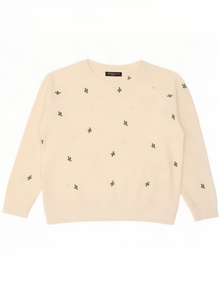 Felpa da donna Marks & Spencer con motivo astratto, maglione UK 16 grande bianco