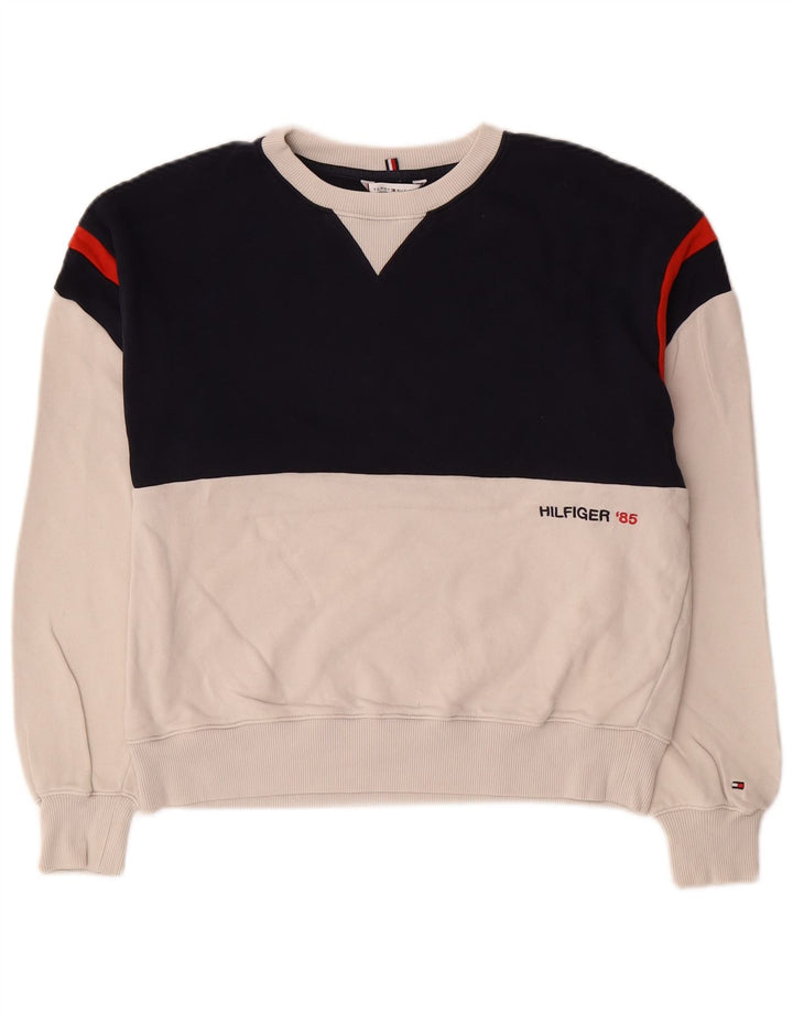 Felpa da donna Tommy Hilfiger Jumper UK 10 Small White Colourblock