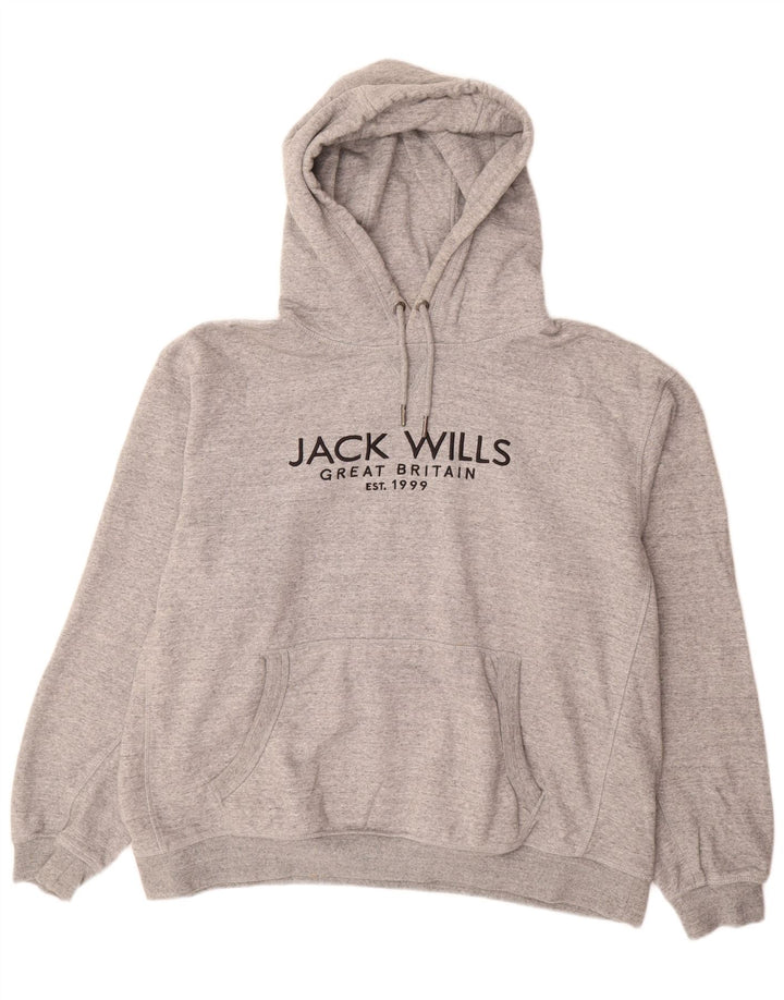 JACK WILLS Felpa con cappuccio grafica da uomo 3XL Cotone chiazzato grigio