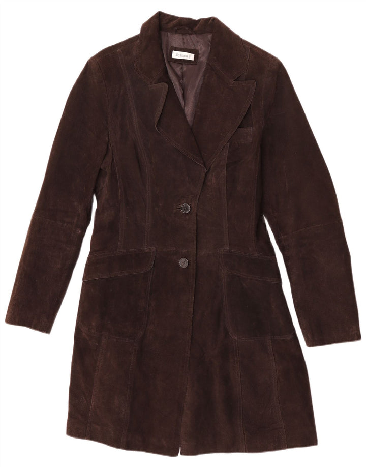 Soprabito in pelle scamosciata da donna Yessica UK 14 in pelle marrone medio