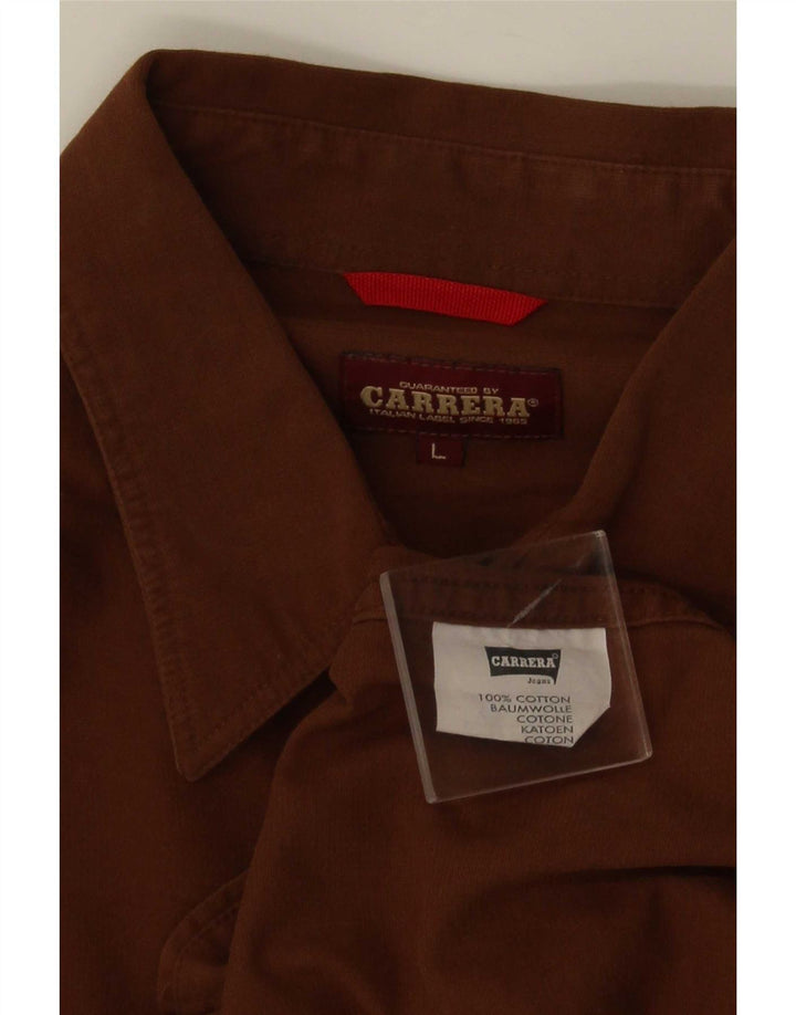 Camicia militare da uomo Carrera grande in cotone marrone