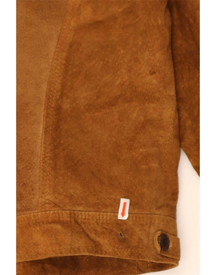 Giacca vintage in pelle scamosciata da donna UK 14 Marrone medio