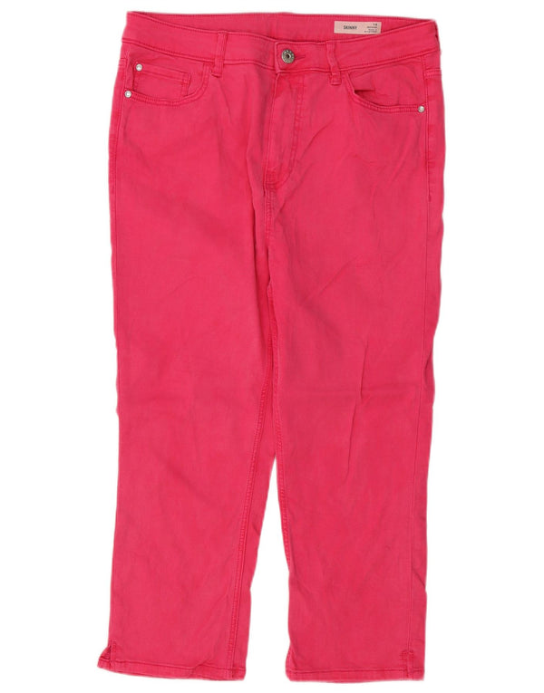 Jeans skinny Capri da donna Marks & Spencer UK 14 Large W30 L21 Cotone rosa