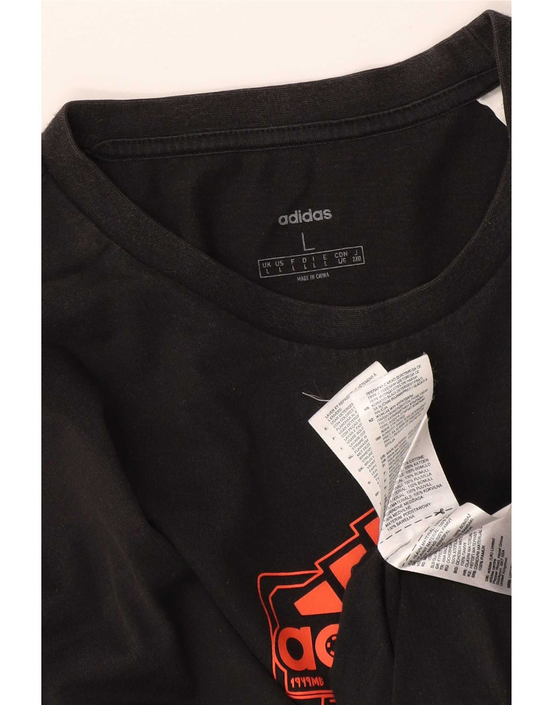 Adidas Maglietta grafica da uomo a maniche lunghe grande in cotone nero