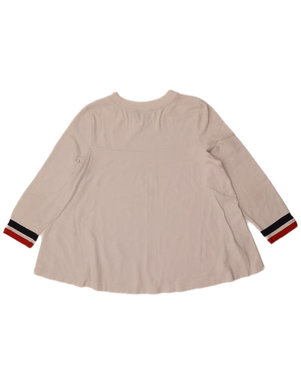 Tommy Hilfiger Top da donna manica 3/4 UK 10 Small White Striped