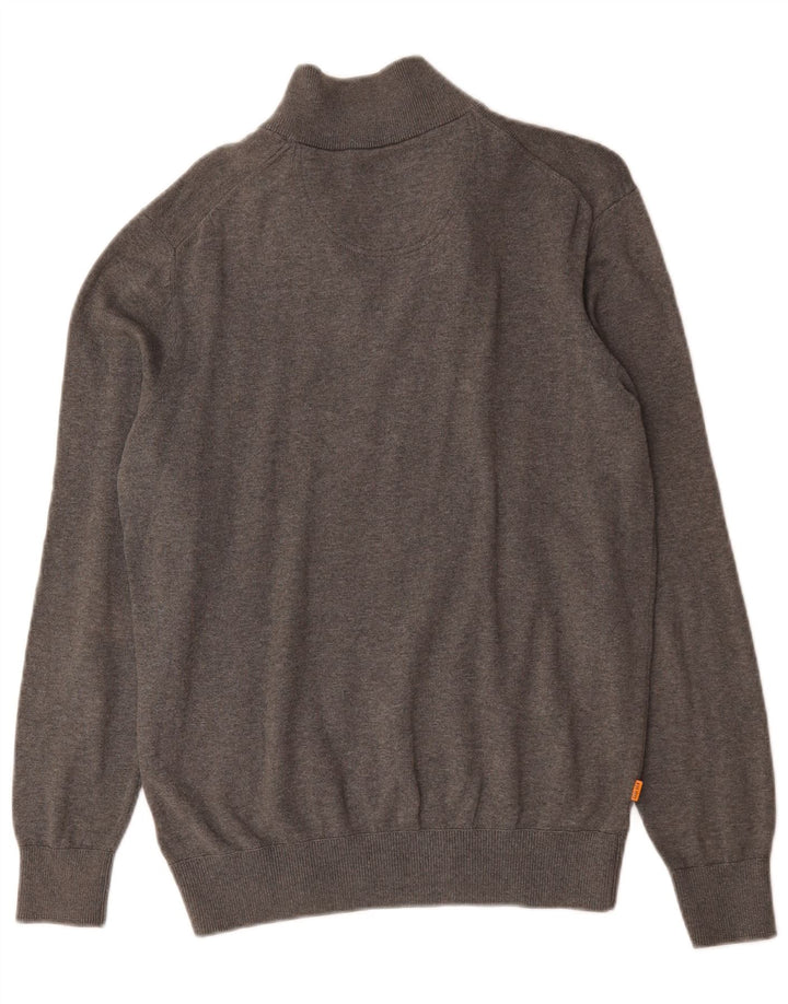 Timberland Maglione da uomo con zip e collo piccolo in cotone grigio